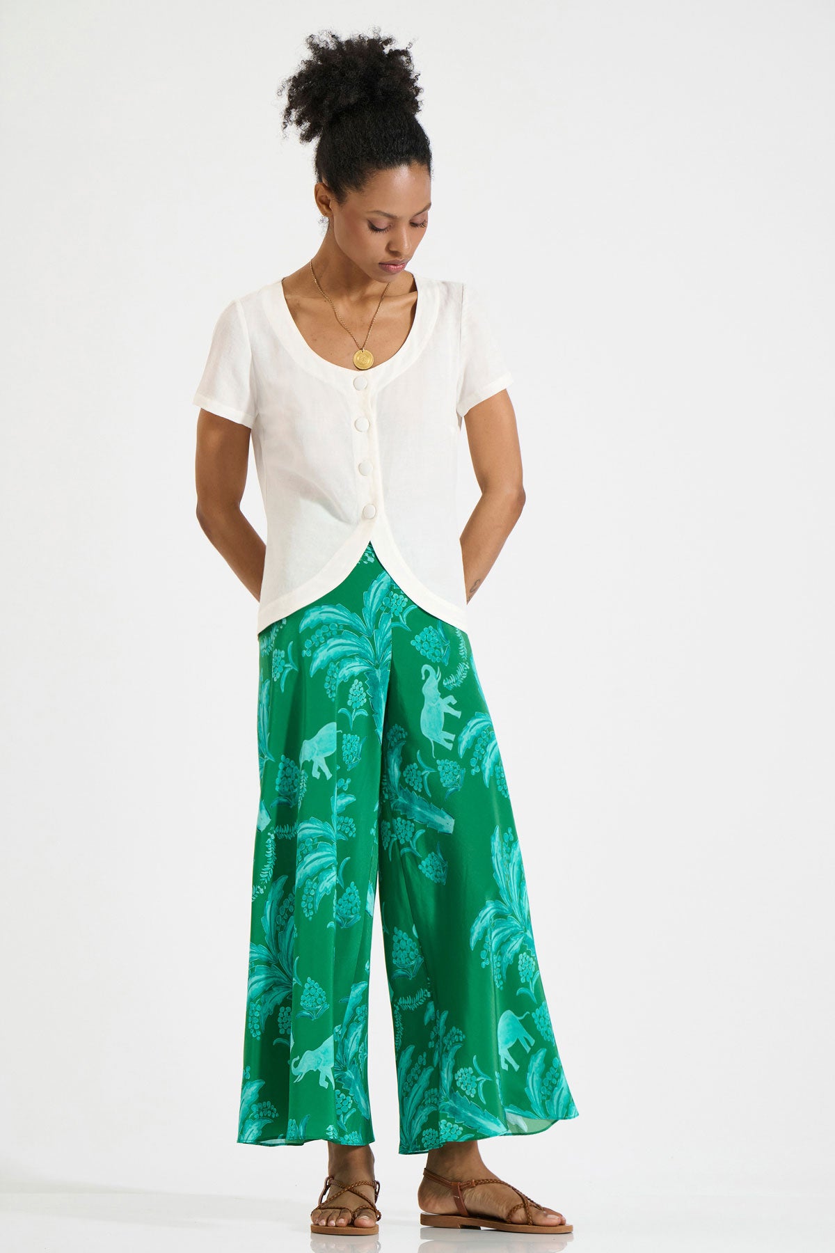 Silk Cropped Pants