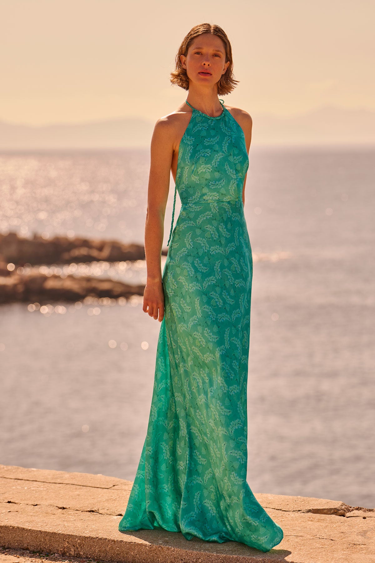 Silk Halterneck Maxi Dress