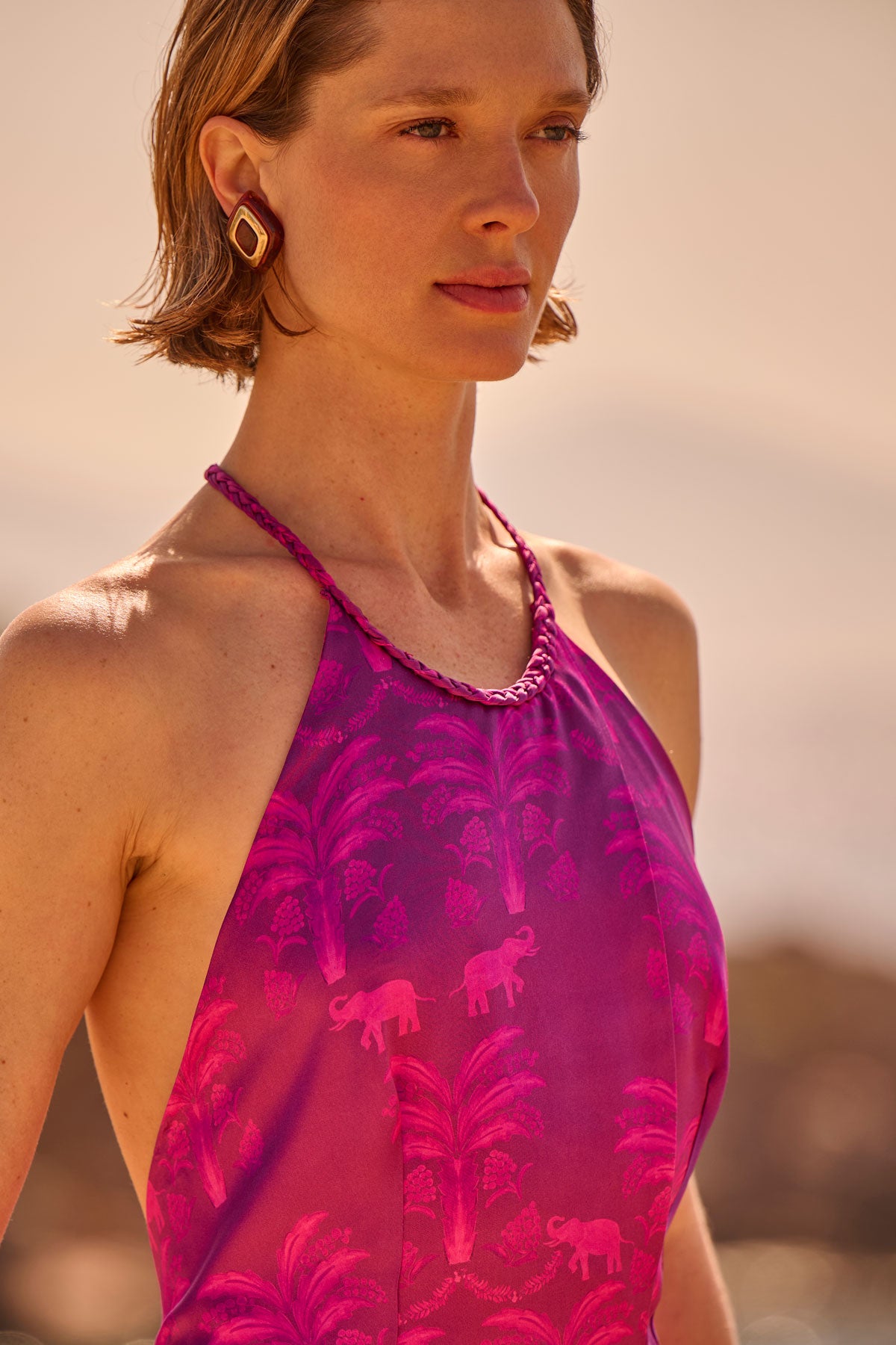 Silk Halterneck Maxi Dress
