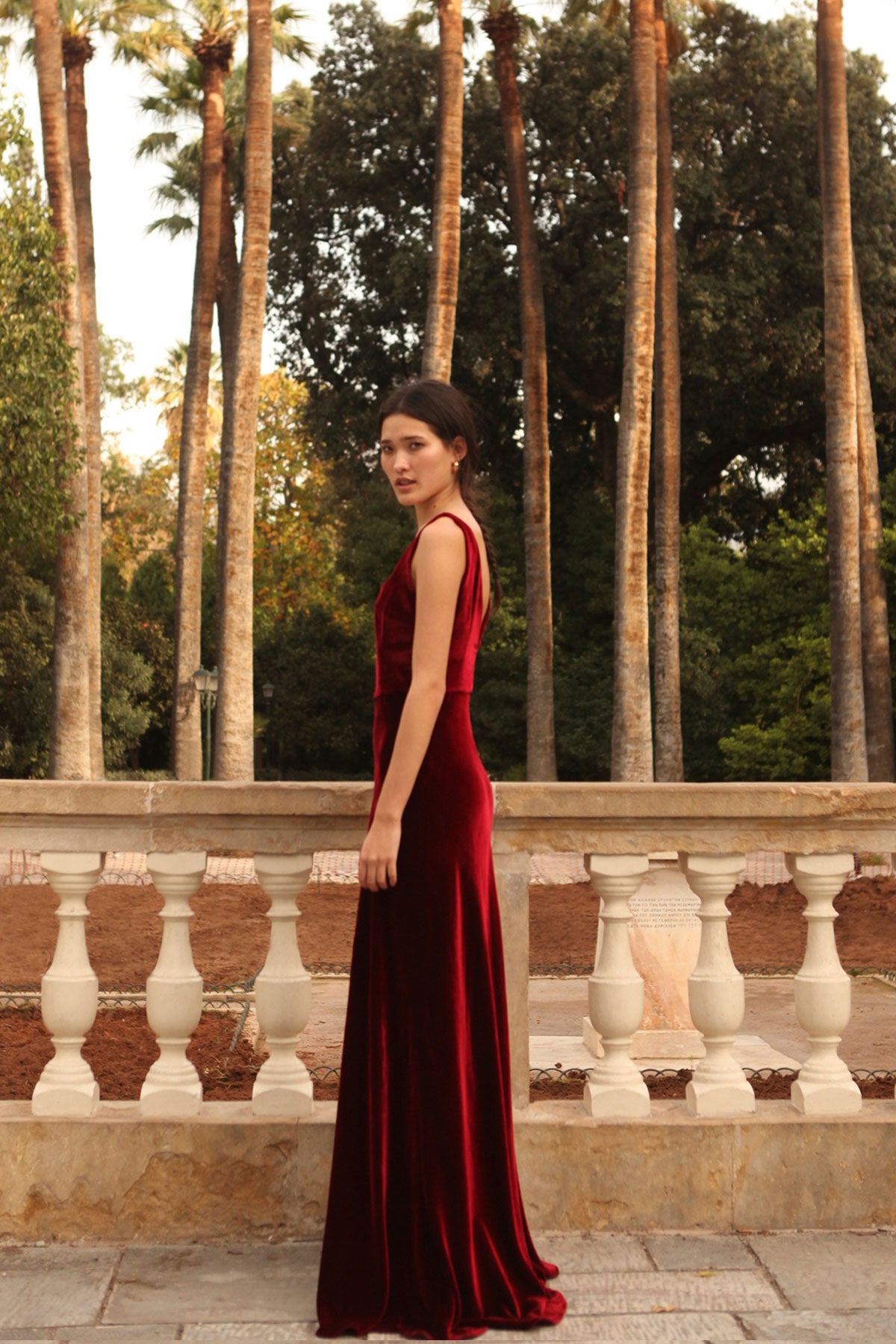Velvet Square-Neck Maxi Dress