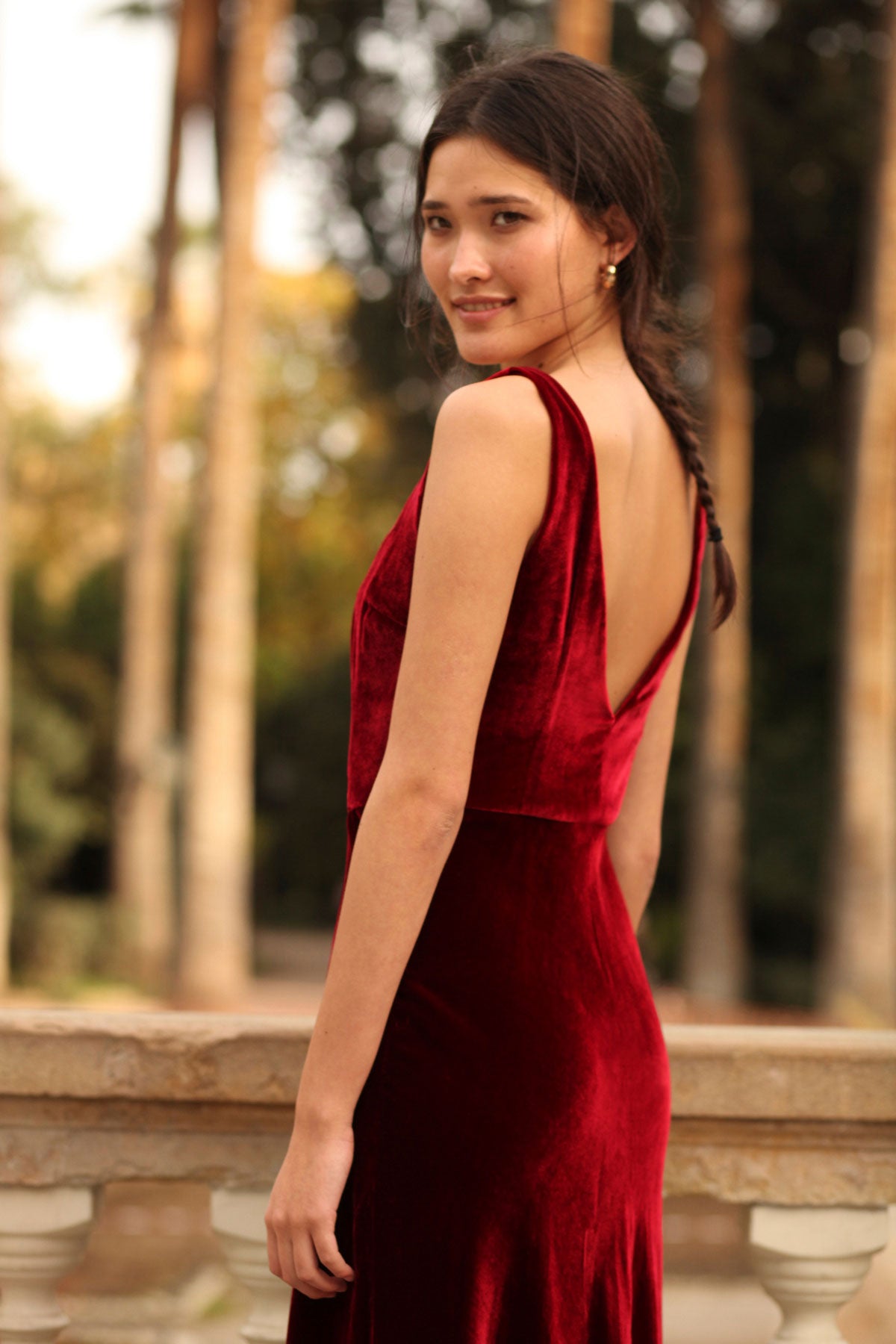 Velvet Square-Neck Maxi Dress