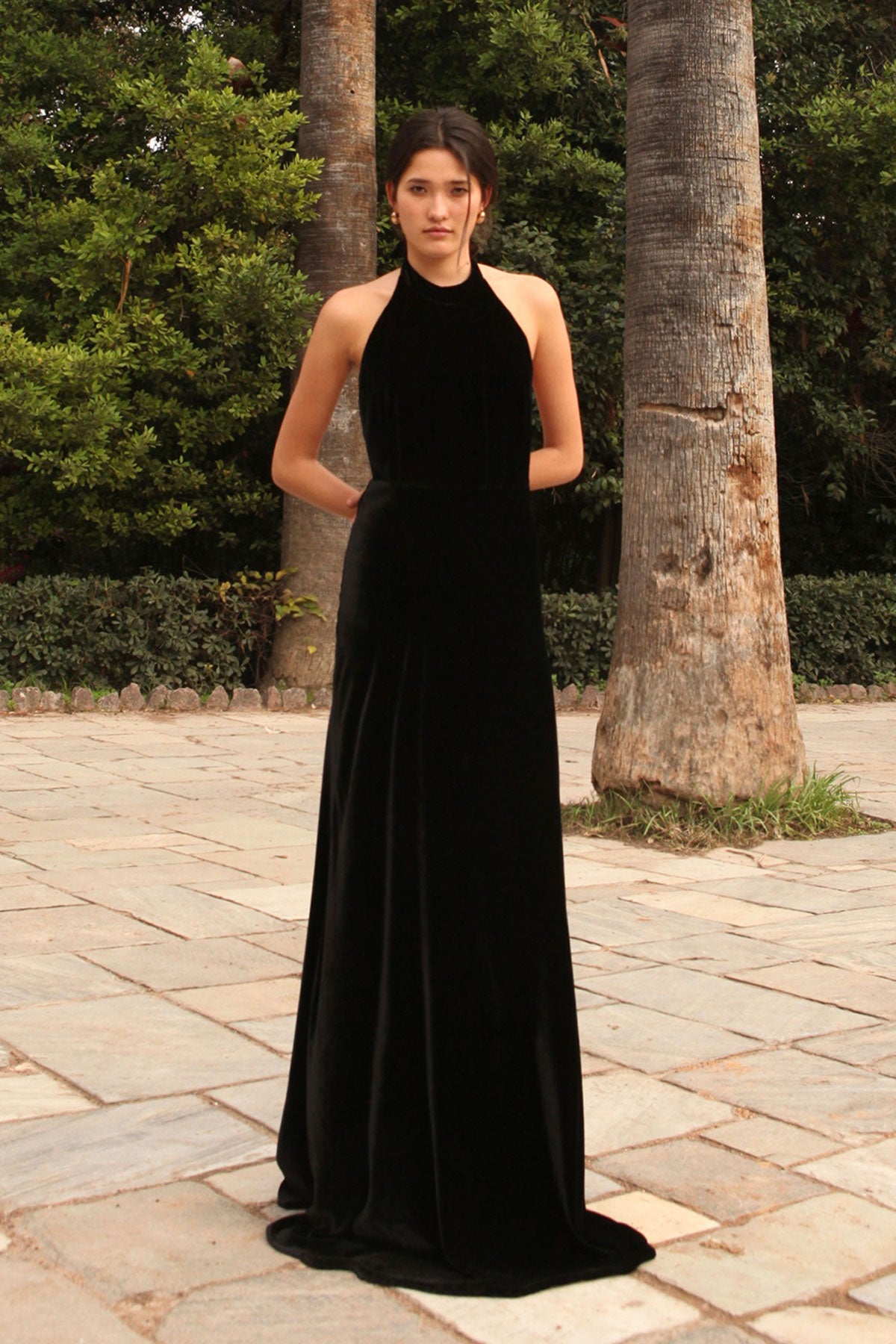 Velvet Halterneck Maxi Dress